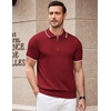 image:imageCOOFANDY Mens Zipper Polo Shirt Casual Knit Short Sleeve Polo T Shirt Classic Fit ShirtsWine Red