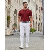 image:imageCOOFANDY Mens Zipper Polo Shirt Casual Knit Short Sleeve Polo T Shirt Classic Fit ShirtsWine Red