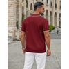 image:imageCOOFANDY Mens Zipper Polo Shirt Casual Knit Short Sleeve Polo T Shirt Classic Fit ShirtsWine Red