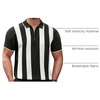 image:imageCOOFANDY Mens Zipper Polo Shirt Casual Knit Short Sleeve Polo T Shirt Classic Fit ShirtsZstripes  Black  White