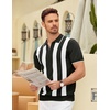 image:imageCOOFANDY Mens Zipper Polo Shirt Casual Knit Short Sleeve Polo T Shirt Classic Fit ShirtsZstripes  Black  White