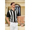 image:imageCOOFANDY Mens Zipper Polo Shirt Casual Knit Short Sleeve Polo T Shirt Classic Fit ShirtsZstripes  Black  White