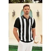image:imageCOOFANDY Mens Zipper Polo Shirt Casual Knit Short Sleeve Polo T Shirt Classic Fit ShirtsZstripes  Black  White