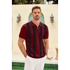 image:imageCOOFANDY Mens Zipper Polo Shirt Casual Knit Short Sleeve Polo T Shirt Classic Fit ShirtsZstripes  Red  Black