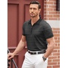 image:imageCOOFANDY Mens Zipper Polo Shirt Casual Knit Short Sleeve Polo T Shirt Classic Fit ShirtsZstripes Black