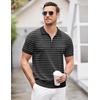 image:imageCOOFANDY Mens Zipper Polo Shirt Casual Knit Short Sleeve Polo T Shirt Classic Fit ShirtsZstripes Black