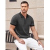 image:imageCOOFANDY Mens Zipper Polo Shirt Casual Knit Short Sleeve Polo T Shirt Classic Fit ShirtsZstripes Black