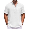image:imageCOOFANDY Henley Shirts for Men Short Sleeve Band Collar Casual Shirt Summer Hippie Vacation Beach T Shirts with PocketWhite