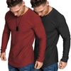 image:imageCOOFANDY Men 2 Pack Muscle Fitted T Shirt Gym Workout Athletic Long Sleeves TeeBlackWine Red