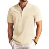 image:imageCOOFANDY Men Casual Henley Tee Shirt Short Sleeve Band Collar Summer Beach Textured TShirtApricot