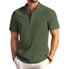 image:imageCOOFANDY Men Casual Henley Tee Shirt Short Sleeve Band Collar Summer Beach Textured TShirtArmy Green