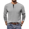 image:imageCOOFANDY Men Long Sleeve Henley Shirs Casual Basic T Shirts Soild Button Tees with PocketsLight Gray