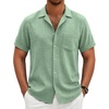image:imageCOOFANDY Men Short Sleeve Button Down Shirts Summer Linen Textured Shirt Casual Beach Tops with Pocket01sage Green