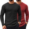 image:imageCOOFANDY Mens 2 Pack Muscle TShirt Stretch Long Sleeve Gym Workout Bodybuilding Training Tee Shirts Casual Hipster TopsBlackRed