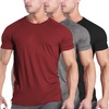 image:imageCOOFANDY Mens 3 Pack Workout T Shirts Short Sleeve Gym Bodybuilding Muscle Shirt Base Layer Fitness Tee TopsWine RedDark GreyBlack