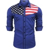 image:imageCOOFANDY Mens American Flag Button Down Shirts Western Cowboy Shirt Slim Fit Patriotic Long Sleeve ShirtBlue