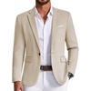 image:imageCOOFANDY Mens Blazer Business Casual One Button Lightweight Sport Coat Solid Knit Suit JacketLight Khaki