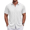 image:imageCOOFANDY Mens Button Down Shirt Short Sleeve Casual Shirt for Men Summer Business Casual Dress ShirtBlue Sharkwhite