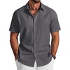 image:imageCOOFANDY Mens Button Down Shirt Short Sleeve Cotton Casual Summer Shirts Beach Vacation Linen Shirts for MenDark Gray