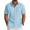 image:imageCOOFANDY Mens Button Down Shirt Short Sleeve Cotton Casual Summer Shirts Beach Vacation Linen Shirts for MenSky Blue