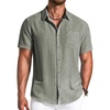 image:imageCOOFANDY Mens Button Down Shirts Short Sleeve Casual Shirt Summer Beach Textured ShirtsArmy Green