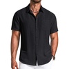 image:imageCOOFANDY Mens Button Down Shirts Short Sleeve Casual Shirt Summer Beach Textured ShirtsBlack