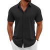 image:imageCOOFANDY Mens Button Down Shirts Short Sleeve Casual Summer Beach Shirts Vacation Wedding ShirtsBlack