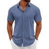 image:imageCOOFANDY Mens Button Down Shirts Short Sleeve Casual Summer Beach Shirts Vacation Wedding ShirtsBlue