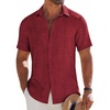 image:imageCOOFANDY Mens Button Down Short Sleeve Shirt Casual Beach Shirt Summer Vacation Textured ShirtsDark Red
