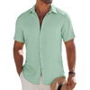 image:imageCOOFANDY Mens Button Down Short Sleeve Shirt Casual Beach Shirt Summer Vacation Textured ShirtsMint Green