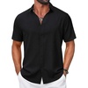image:imageCOOFANDY Mens Casual Button Down Shirt Short Sleeve Summer Shirt for Beach Vacation Resort WearBlack