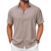 image:imageCOOFANDY Mens Casual Button Down Shirt Short Sleeve Summer Shirt for Beach Vacation Resort WearChampagne