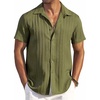 image:imageCOOFANDY Mens Casual Button Down Shirts Short Sleeve Textured Summer Beach ShirtsArmy Green