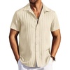 image:imageCOOFANDY Mens Casual Button Down Shirts Short Sleeve Textured Summer Beach ShirtsBeige