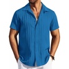 image:imageCOOFANDY Mens Casual Button Down Shirts Short Sleeve Textured Summer Beach ShirtsBlue