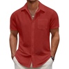 image:imageCOOFANDY Mens Casual Button Down Short Sleeve Shirt Textured Summer Beach Vacation ShirtRed