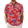 image:imageCOOFANDY Mens Casual Henley Shirt Band Collar Short Sleeve Shirt Summer Beach Hippie TShirtNational Flag Fireworks  Red White Blue
