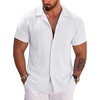image:imageCOOFANDY Mens Casual Shirts Short Sleeve Button Down Shirts Fashion Textured Summer Beach ShirtA White