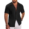 image:imageCOOFANDY Mens Casual Shirts Short Sleeve Button Down Shirts Fashion Textured Summer Beach ShirtBlack