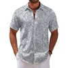 image:imageCOOFANDY Mens Casual Summer Beach Shirt Short Sleeve Button Down Shirt Vacation Wedding Shirt Linen Textured ShirtsLeaf