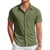 image:imageCOOFANDY Mens Casual Wrinkle Free Shirts Short Sleeve Button Down Summer Stretch Dress ShirtArmy Green