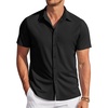 image:imageCOOFANDY Mens Casual Wrinkle Free Shirts Short Sleeve Button Down Summer Stretch Dress ShirtBlack