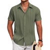 image:imageCOOFANDY Mens Cuban Guayabera Shirt Short Sleeve Button Down Shirts Summer Beach Vacation ShirtsArmy Green