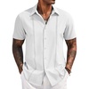 image:imageCOOFANDY Mens Cuban Guayabera Short Sleeve Shirt Casual Summer Beach Tops Button Down Untucked ShirtsWhite