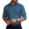 image:imageCOOFANDY Mens Formal Dress Shirt Hidden Button Front Wrinkle Free Shirt Regular Fit Stretch Business Casual ShirtsPeacock Blue