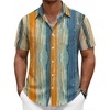 image:imageCOOFANDY Mens Hawaiian Shirts Short Sleeve Button Down Aloha Shirts Summer Vacation Beach ShirtsVintage Stripe