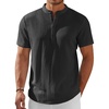 image:imageCOOFANDY Mens Henley Shirt Short Sleeve Stand Collar Summer Casual Beach Hippie TShirtsBlack