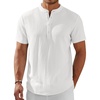 image:imageCOOFANDY Mens Henley Shirt Short Sleeve Stand Collar Summer Casual Beach Hippie TShirtsWhite