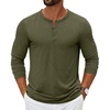image:imageCOOFANDY Mens Henley Shirts Long Sleeve Casual Pullover TShirt Fashion Basic Button ShirtsArmy Green