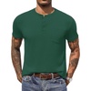 image:imageCOOFANDY Mens Henley Shirts Short Sleeve Button T Shirt Casual Summer Basic Tee Tops with PocketEvergreen
